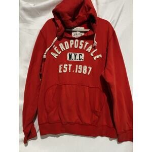 Vintage Y2K Aeropostale Hoodie Mens Sz XL T Distressed Flannel Hood Grunge Orang